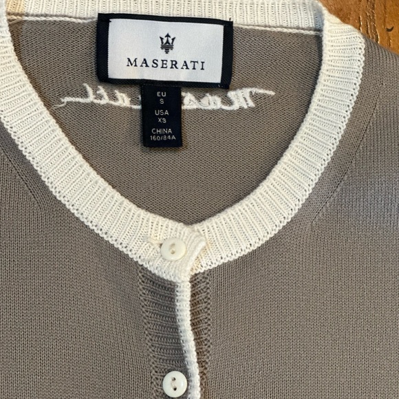 MASERTI woman’s grey Cardigan with white pockets - Picture 3 of 8